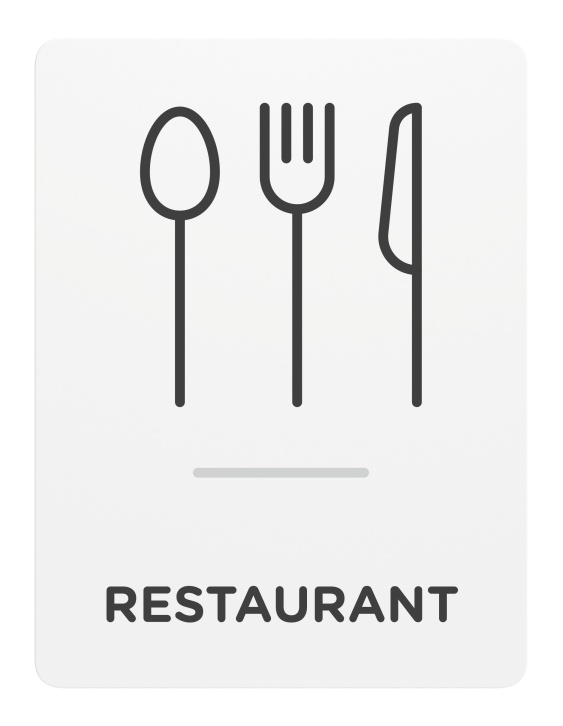 Restaurant_Sign_Door-Wall Mount_8x 6_6mm Thick Solid Surface Sign with Inlay Resins_Self AdhesiveIdentification Sign